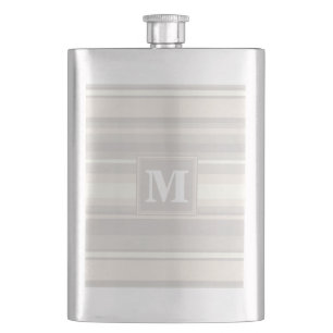 Monogram beige stripes hip flask