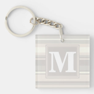 Monogram beige stripes key ring