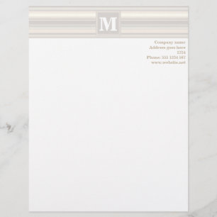 Monogram beige stripes letterhead design