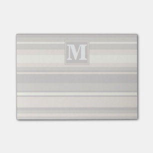 Monogram beige stripes post-it notes