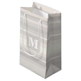 Monogram beige stripes small gift bag
