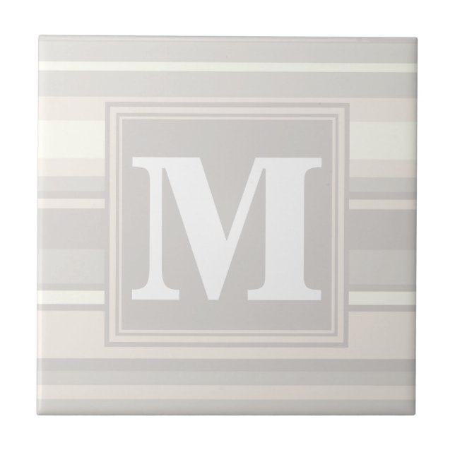 Monogram beige stripes tile (Front)