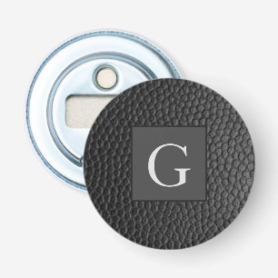 Monogram Best Man Groomsman Black Leather Print Bottle Opener