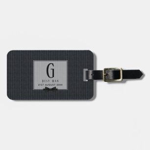 Monogram BEST MAN Groomsmen Groomsman PinStripes Luggage Tag