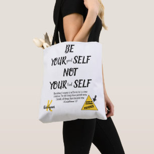 Monogram Bible Verse Be Yourself 2 Cor 5:17 Tote Bag