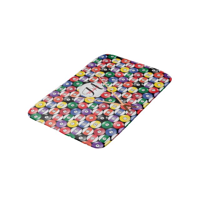 Monogram Billiard Pool Ball Design Bath Mat (Angled)