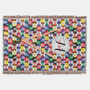 Monogram Billiards Ball Pattern Throw Blanket