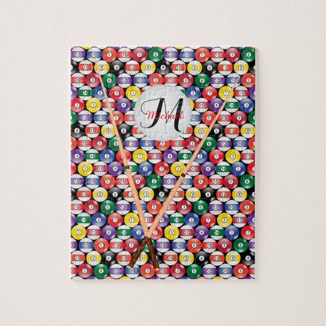 Monogram Billiards Pool Ball Pattern Jigsaw Puzzle (Vertical)