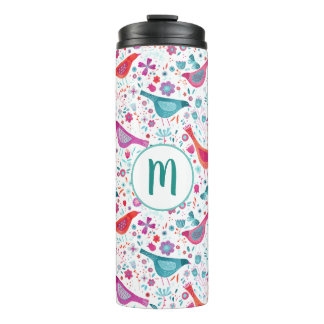 Monogram Bird Watercolor Thermal Tumbler