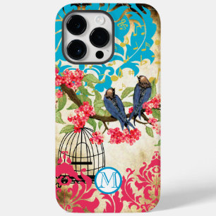 Monogram Birdcage Bird Damask  iPhone Case
