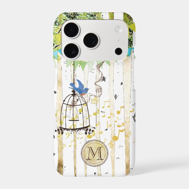 Monogram Birdcage Bluebird Birch Tree  (Back)