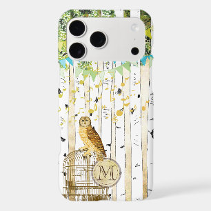Monogram Birdcage Vintage Owl Birch Tree iPhone