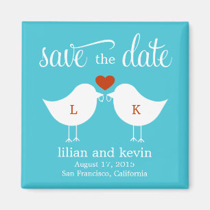 Monogram Birds Save The Date Magnet