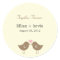 Monogram Birds Wedding Favour Sticker - Latte