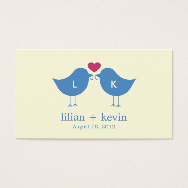 Monogram Birds Wedding Favour Tags (Front)
