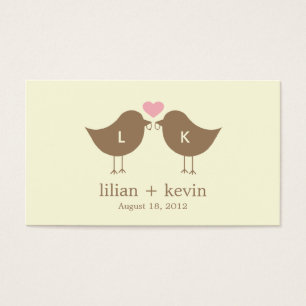 Monogram Birds Wedding Favour Tags - Latte