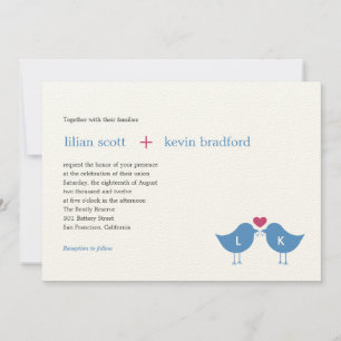 Monogram Birds Wedding Invitation