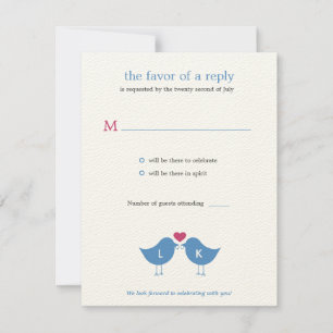 Monogram Birds Wedding RSVP/Response Card