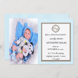 Monogram Birth Announcement