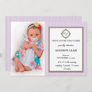 Monogram Birth Announcement