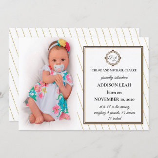 Monogram Birth Announcement