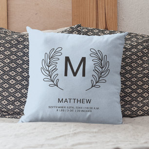 Monogram Birth Stats Newborn Baby Cushion
