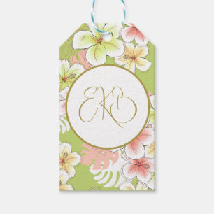 Monogram Birthday Elegant Tropical  Gift Tags
