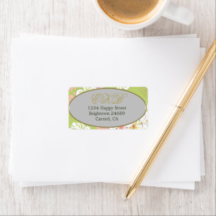 Monogram Birthday Elegant Tropical  Label