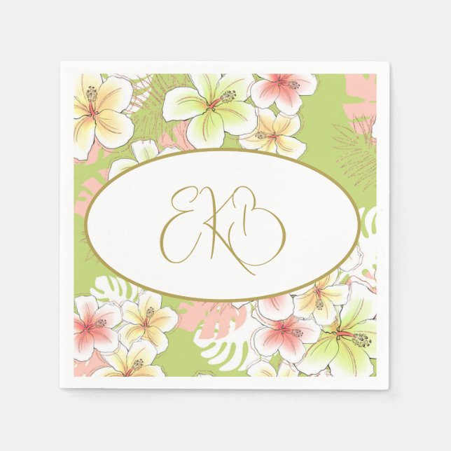 Monogram Birthday Elegant Tropical  Napkin (Front)