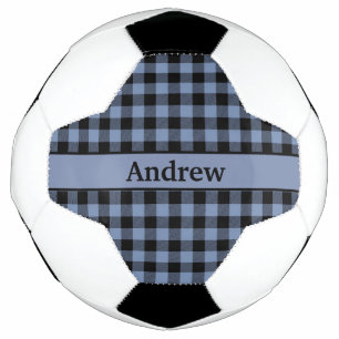 Monogram Black and Blue Plaid, Buffalo Plaid  Football
