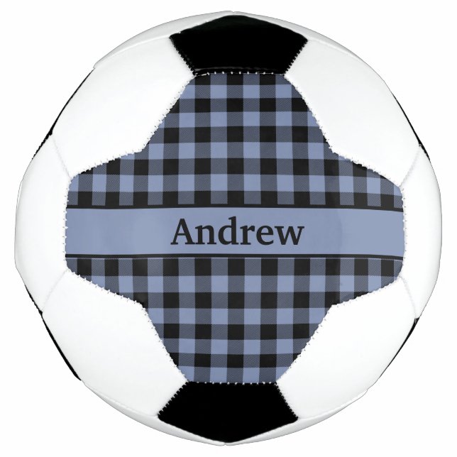 Monogram Black and Blue Plaid, Buffalo Plaid  Football (Front)