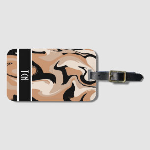 Monogram Black And Brown Marble Luggage Tag