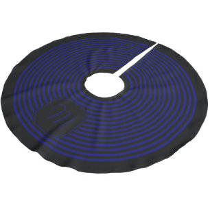 Monogram Black and Dark Navy Blue Striped Brushed Polyester Tree Skirt