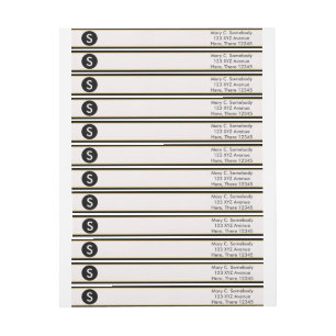 Monogram Black and Gold Border Wrap Around Label