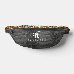 Monogram Black and Gold Faux Snake Skin Bum Bags