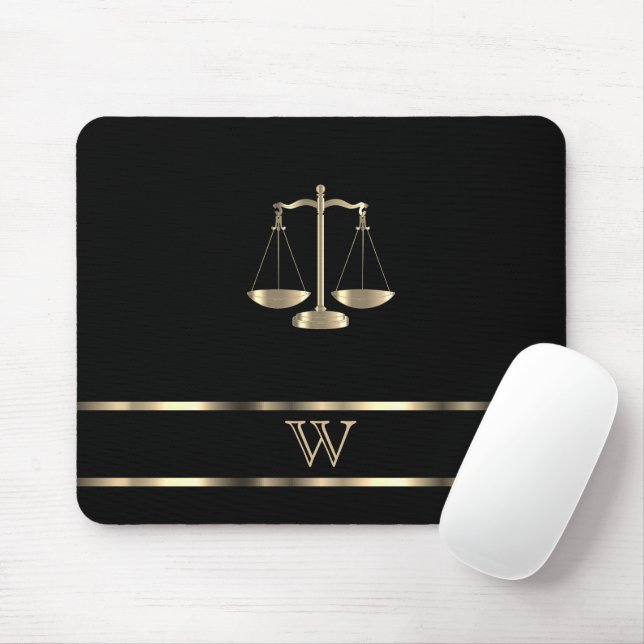 Monogram Black and Gold - Lawyer Mouse Mat (With Mouse)