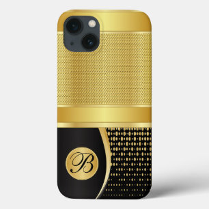 Monogram Black and Gold Metallic Mesh iPhone 13 Case