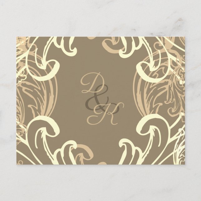 Monogram Black and Gold Vintage rsvp Postcard (Front)