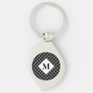 Monogram Black and Grey Angled lines Key Ring