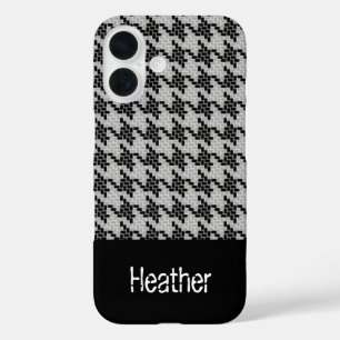 Monogram black and grey houndstooth pattern iPhone 16 case