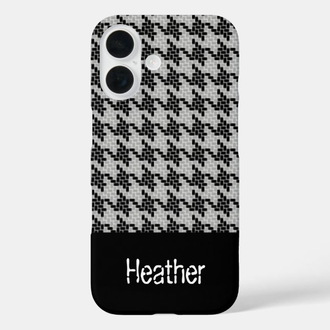 Monogram black and grey houndstooth pattern  Case-Mate iPhone case (Back)