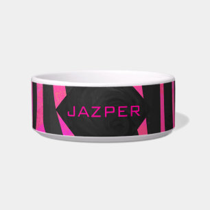 Monogram Black and Hot Pink Zebra Design Bowl