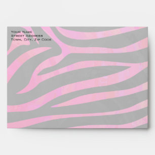 Monogram Black and Hot Pink Zebra Design Envelope