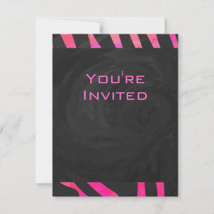 Monogram Black and Hot Pink Zebra Design Invitation