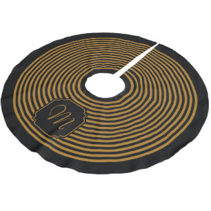 Monogram Black and Matte Gold Striped Brushed Polyester Tree Skirt