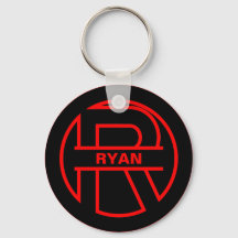 Monogram Black and Red Circle initial letter R