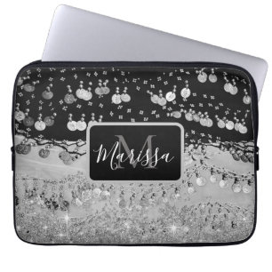 Monogram Black and Silver Gypsy Coin      Laptop Sleeve