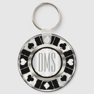 Monogram Black and Silver Las Vegas Style Key Ring