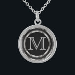 Monogram - Black and Silver  Sterling Silver Necklace<br><div class="desc">Monogram Necklace ready for you to personalised. ✔NOTE: ONLY CHANGE THE TEMPLATE AREAS NEEDED! 😀 If needed, you can remove some of the text and start fresh adding whatever text and font you like. 📌If you need further customisation, please click the "Click to Customise further" or "Customise or Edit Design"...</div>