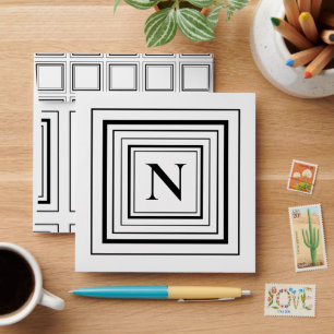Monogram Black and White Classic Square Monogram Envelope